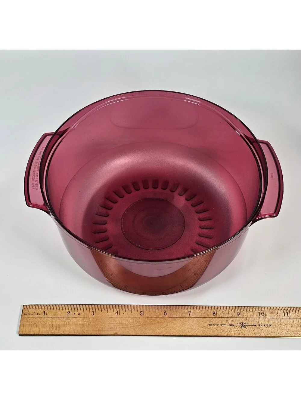 Tupperware Microwave Casserole Dish Cranberry Red Translucent Round Cooker 9in